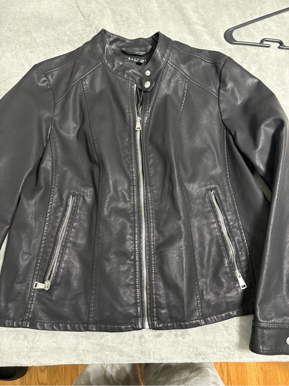 Baccini Women's Black Leather Zip Jacket